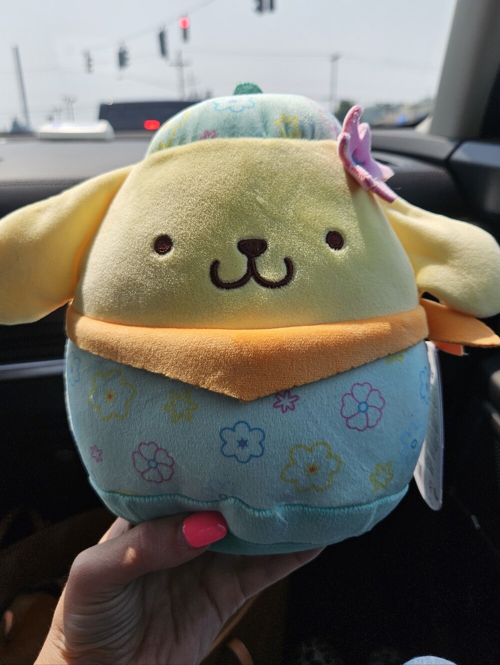 NWT Hello Kitty Sanrio 8" Squishmallow Pompompurin Spring Plush Floral Groovy